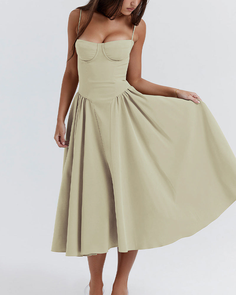 Vyla™ French Vintage Corset Midi Dress