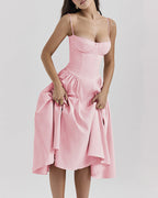 Vyla™ French Vintage Corset Midi Dress
