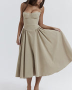 Vyla™ French Vintage Corset Midi Dress