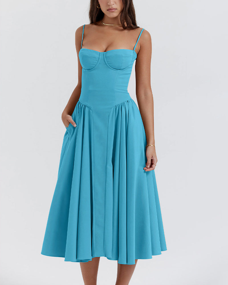 Vyla™ French Vintage Corset Midi Dress
