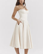 Vyla™ French Vintage Corset Midi Dress
