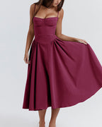 Vyla™ French Vintage Corset Midi Dress