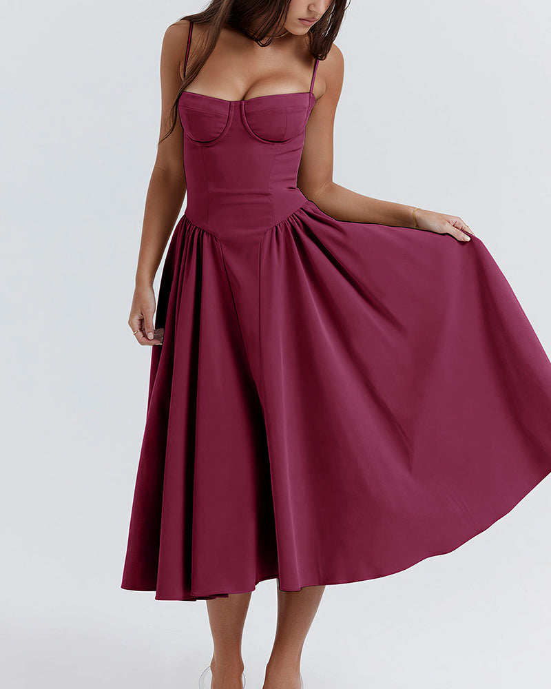 Vyla™ French Vintage Corset Midi Dress