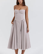 Vyla™ French Vintage Corset Midi Dress
