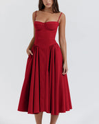 Vyla™ French Vintage Corset Midi Dress