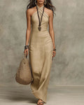 Vyla™ Elegant Halter Neck Sleeveless Maxi Dress