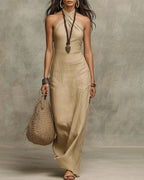 Vyla™ Elegant Halter Neck Sleeveless Maxi Dress