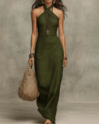 Vyla™ Elegant Halter Neck Sleeveless Maxi Dress