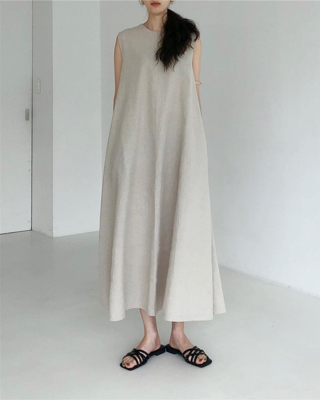 Vyla™ Chic Loose Fit Tank Dress Sleeveless Maxi Dresses