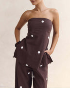 Vyla™  Strapless Polka Dot Top and Pants Set
