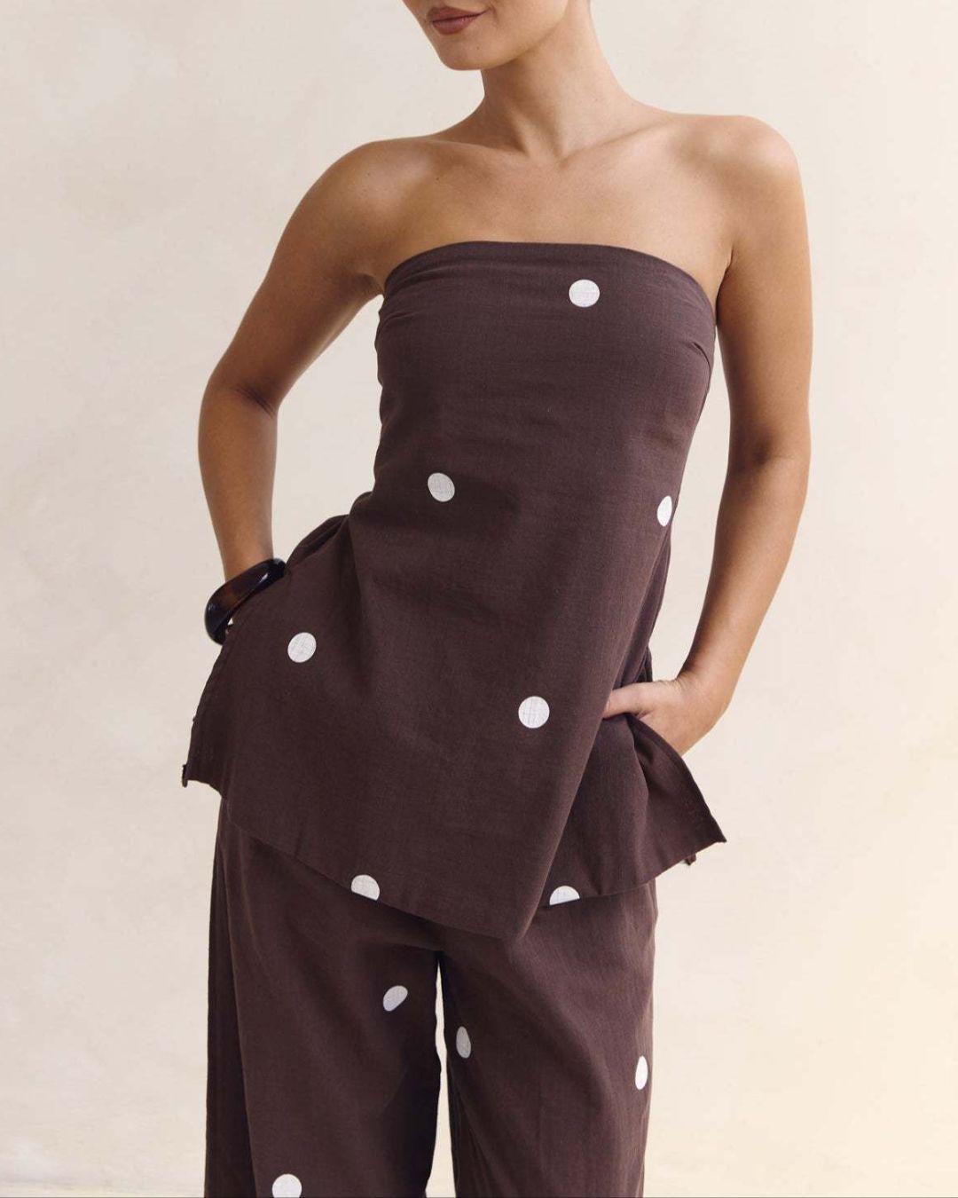 Aloveta™  Strapless Polka Dot Top and Pants Set
