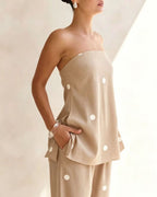 Vyla™  Strapless Polka Dot Top and Pants Set