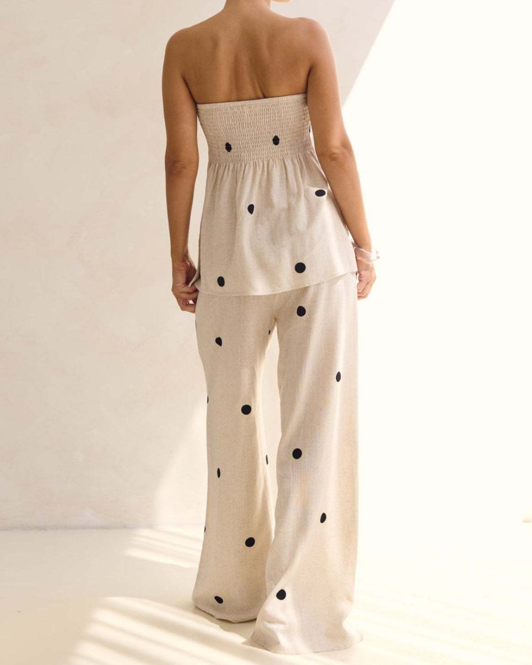 Aloveta™  Strapless Polka Dot Top and Pants Set