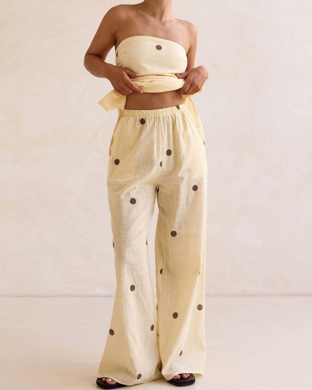 Aloveta™  Strapless Polka Dot Top and Pants Set