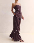 Vyla™  Strapless Polka Dot Top and Pants Set