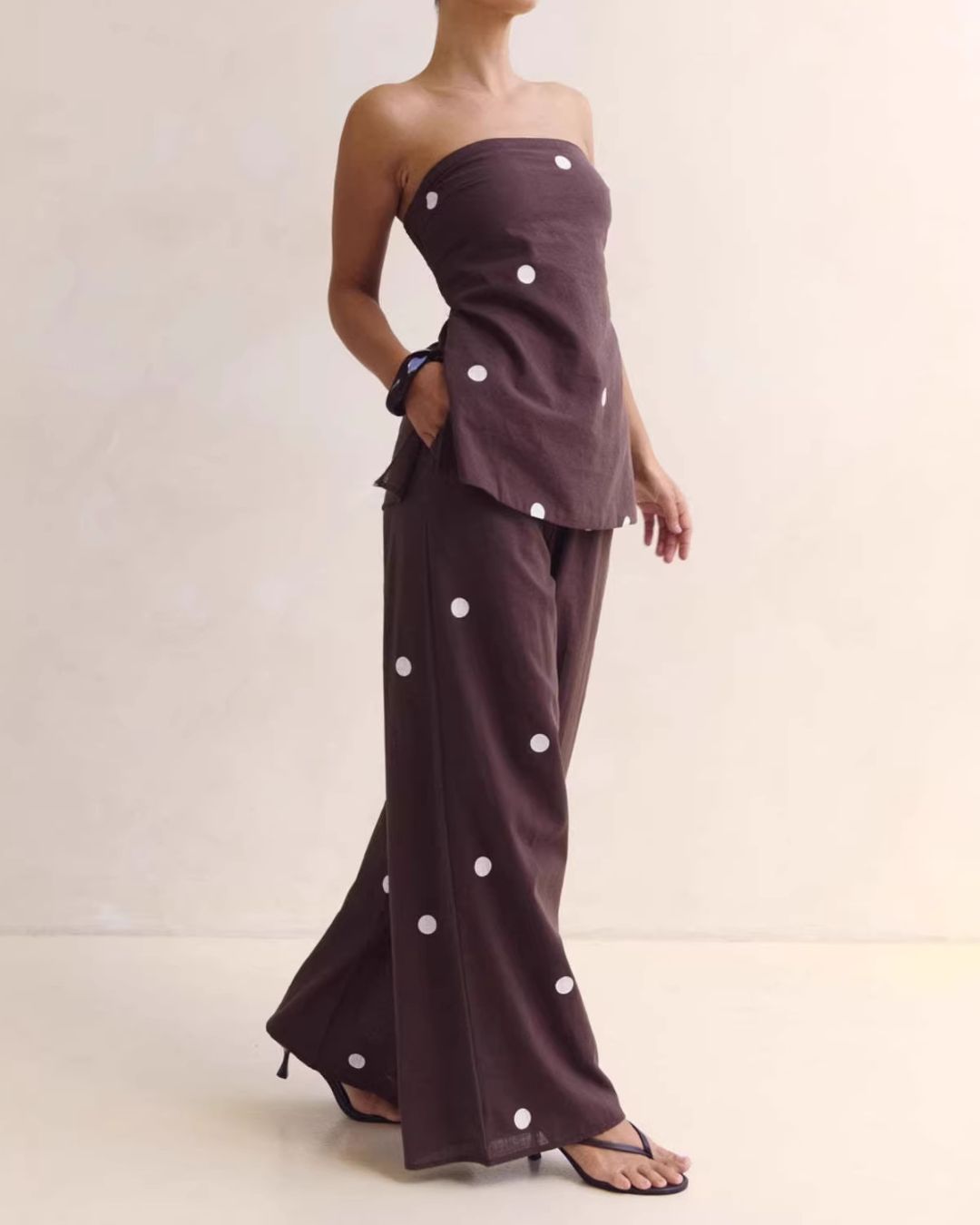 Aloveta™  Strapless Polka Dot Top and Pants Set