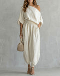 Vyla™  Off-White Off-Shoulder Two-Piece Set
