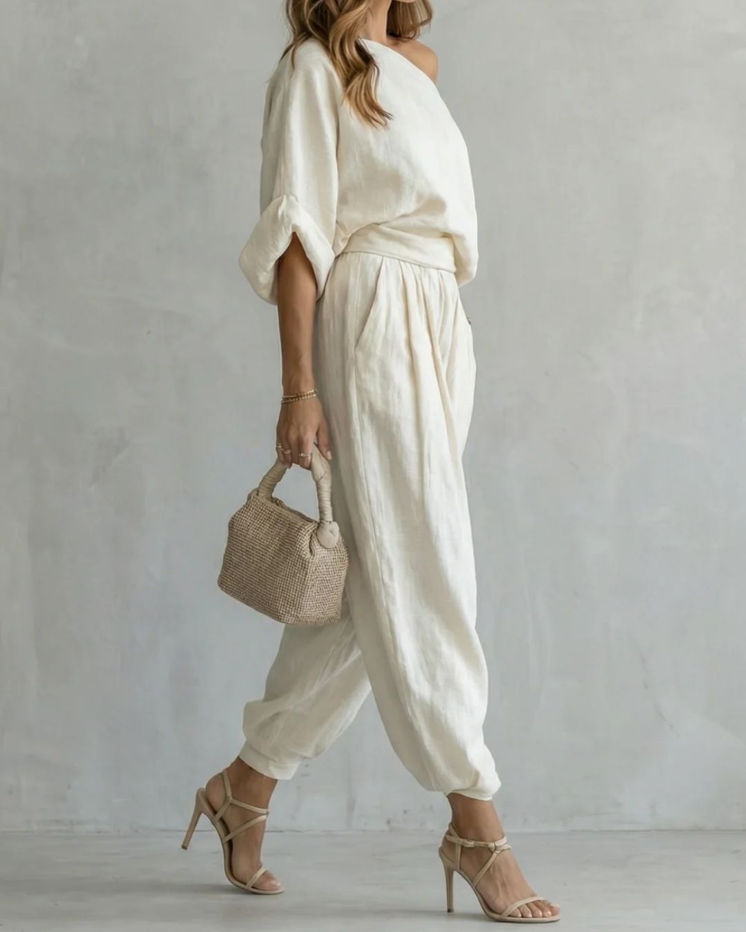 Vyla™  Off-White Off-Shoulder Two-Piece Set
