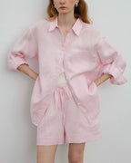 Vyla™ Breezy Linen Oversized Shirt & Shorts Matching Set