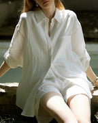 Vyla™ Breezy Linen Oversized Shirt & Shorts Matching Set