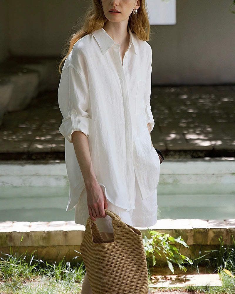 Vyla™ Breezy Linen Oversized Shirt & Shorts Matching Set