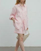 Vyla™ Breezy Linen Oversized Shirt & Shorts Matching Set