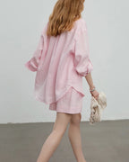 Vyla™ Breezy Linen Oversized Shirt & Shorts Matching Set