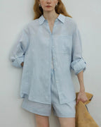 Vyla™ Breezy Linen Oversized Shirt & Shorts Matching Set