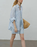 Vyla™ Breezy Linen Oversized Shirt & Shorts Matching Set
