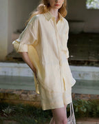 Vyla™ Breezy Linen Oversized Shirt & Shorts Matching Set