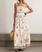 Vyla™ Manor Tiered Floral-Print Linen Maxi Dress