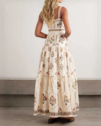 Vyla™ Manor Tiered Floral-Print Linen Maxi Dress