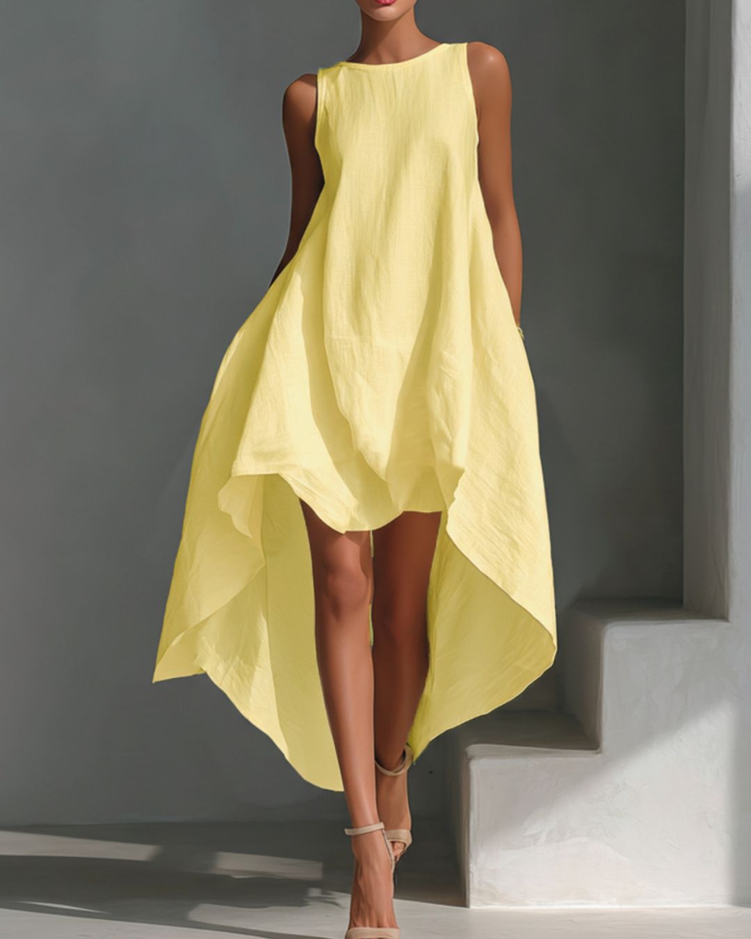 Vyla™ Sleeveless Round Neck Irregular Casual Midi Dress
