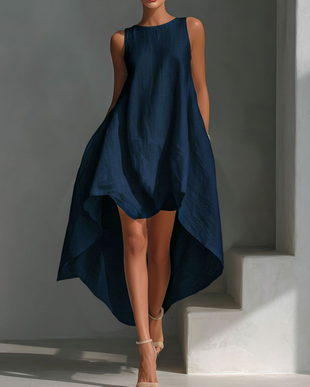 Vyla™ Sleeveless Round Neck Irregular Casual Midi Dress