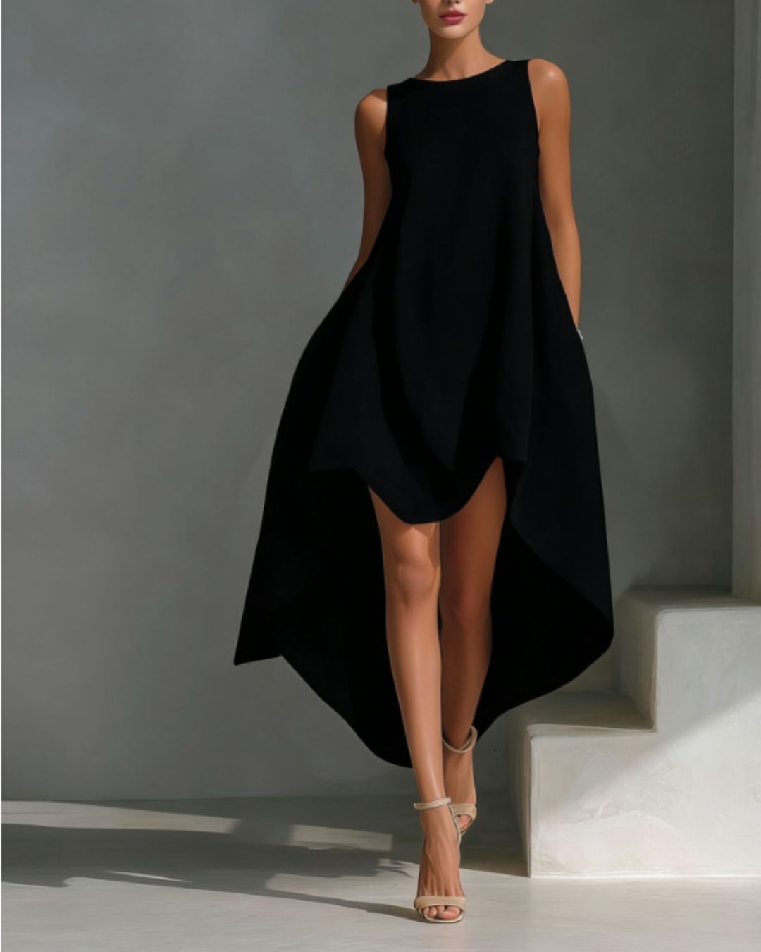 Vyla™ Sleeveless Round Neck Irregular Casual Midi Dress