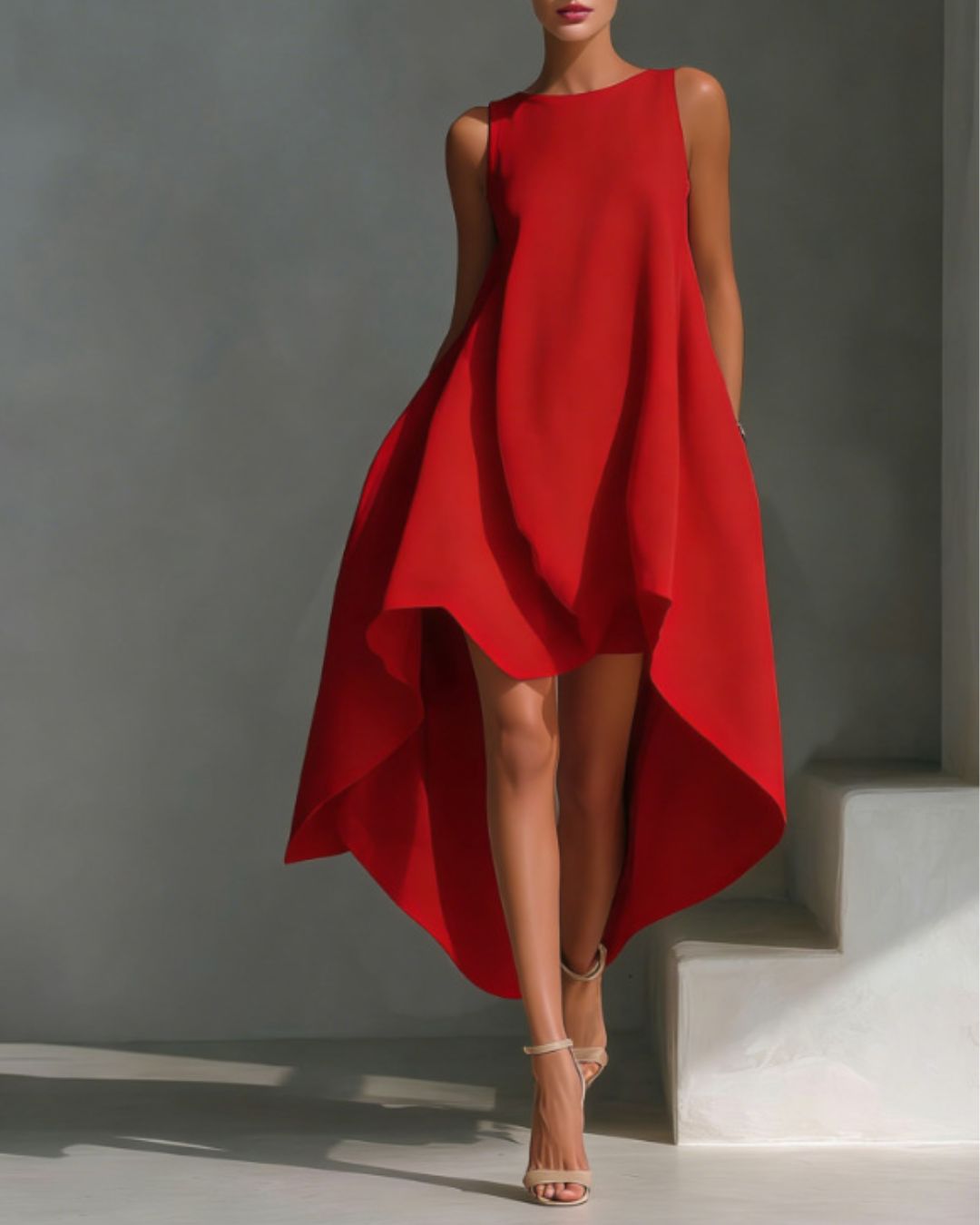 Vyla™ Sleeveless Round Neck Irregular Casual Midi Dress