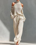Vyla™ Knit Cold-Shoulder Turtleneck Wide-Leg Pants Set