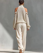 Vyla™ Knit Cold-Shoulder Turtleneck Wide-Leg Pants Set