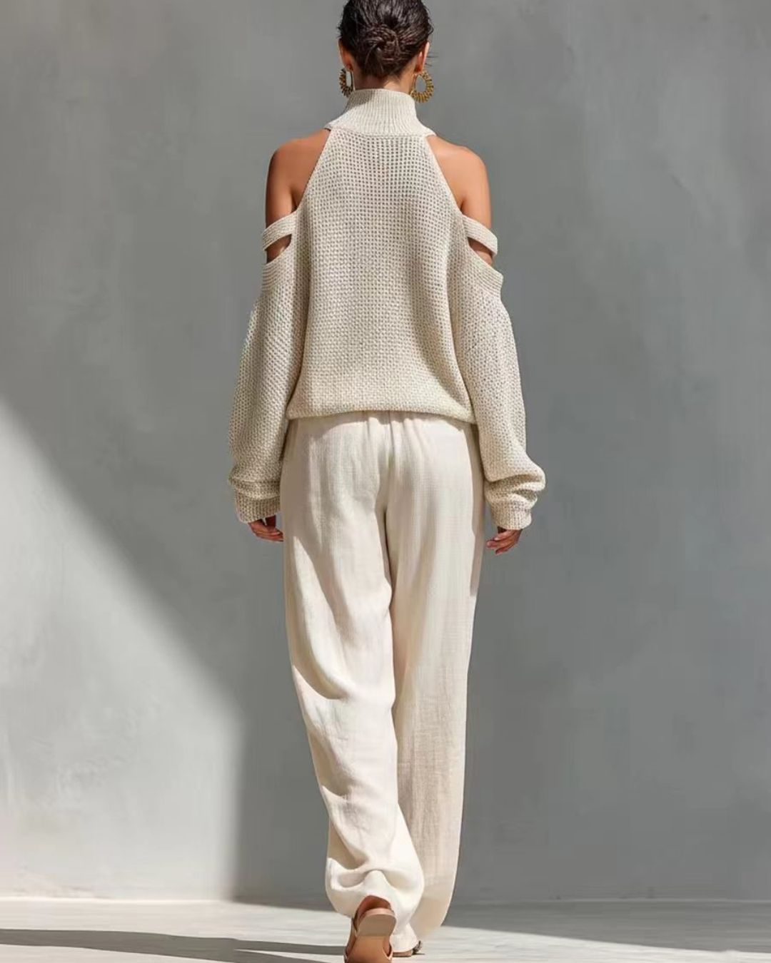Vyla™ Knit Cold-Shoulder Turtleneck Wide-Leg Pants Set