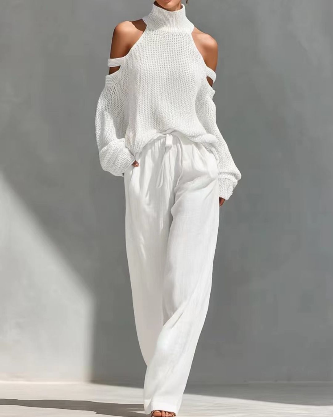 Vyla™ Knit Cold-Shoulder Turtleneck Wide-Leg Pants Set