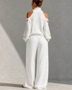 Vyla™ Knit Cold-Shoulder Turtleneck Wide-Leg Pants Set