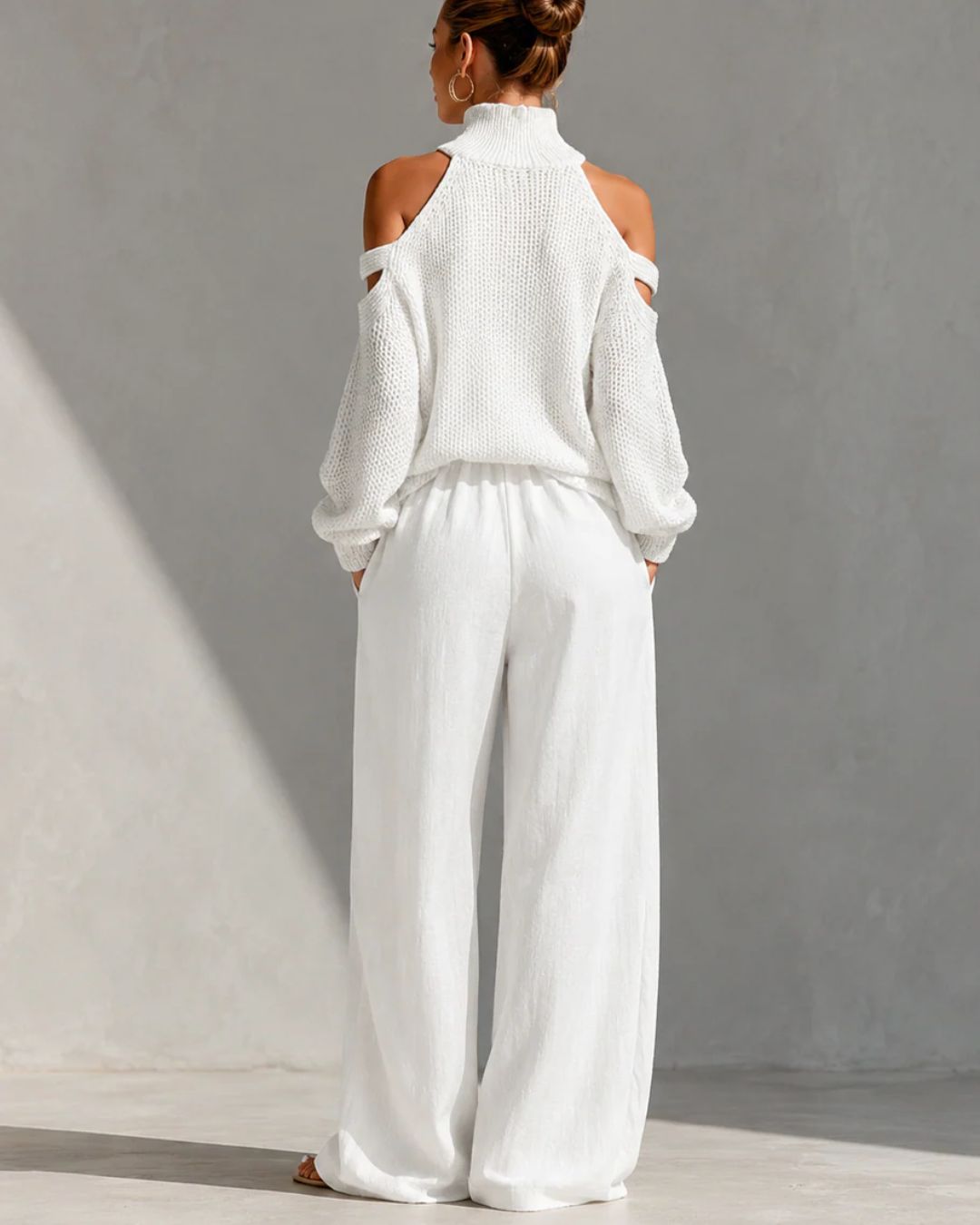 Vyla™ Knit Cold-Shoulder Turtleneck Wide-Leg Pants Set