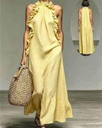 Vyla™ Breezy Halter Neck Ruffle Maxi Dress