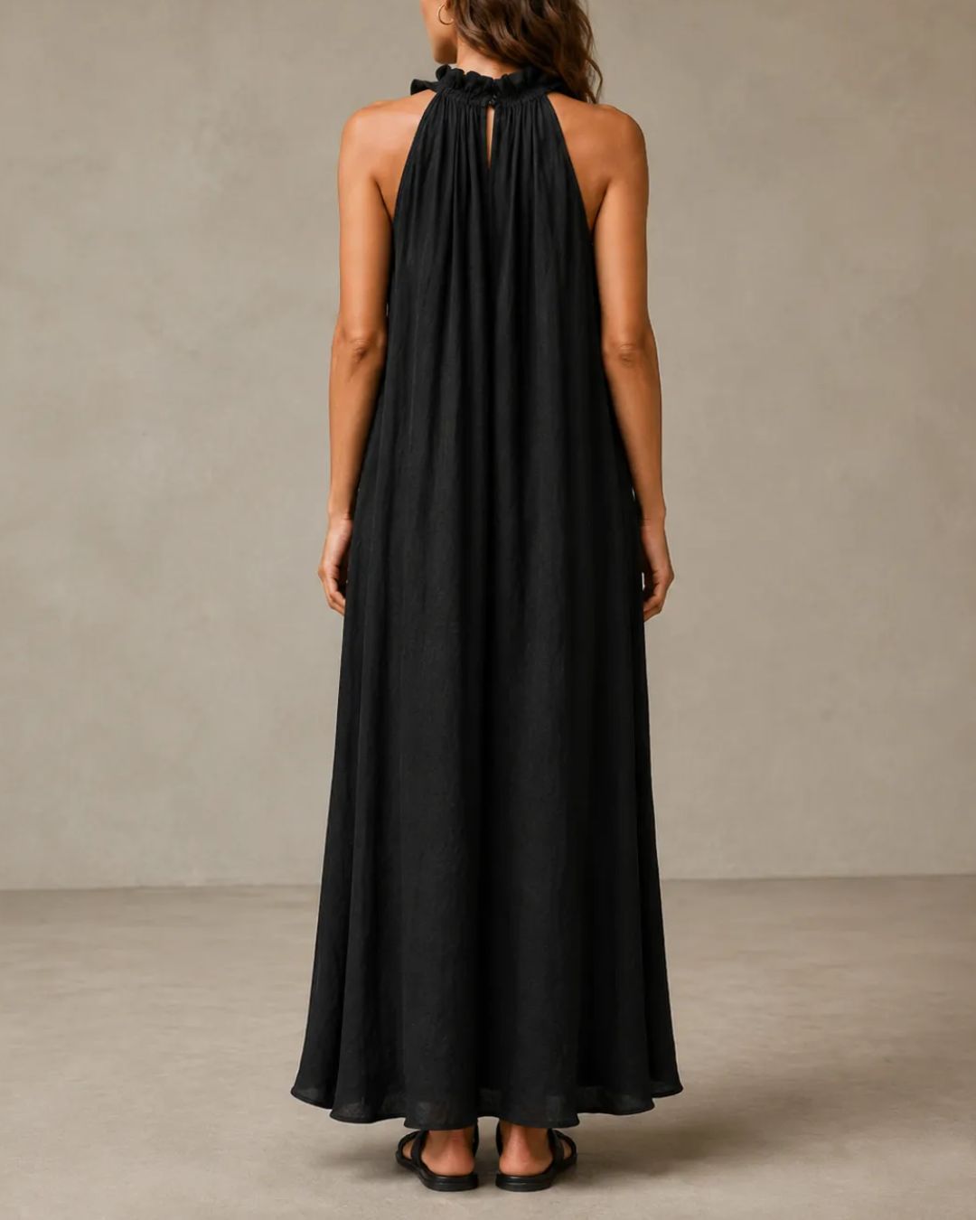 Vyla™ Breezy Halter Neck Ruffle Maxi Dress
