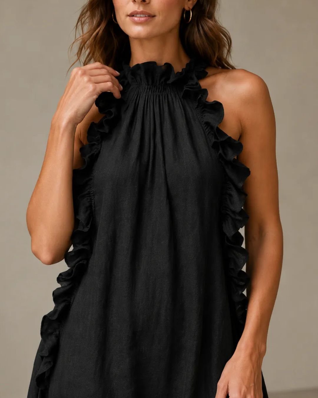 Vyla™ Breezy Halter Neck Ruffle Maxi Dress