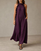 Vyla™ Breezy Halter Neck Ruffle Maxi Dress