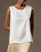 Vyla™ Luxe Satin Silk Sleeveless Blouse - Relaxed Round Neck Tank Top