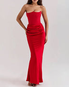 Vyla™ Strapless Corset Ruched Maxi Evening Gown