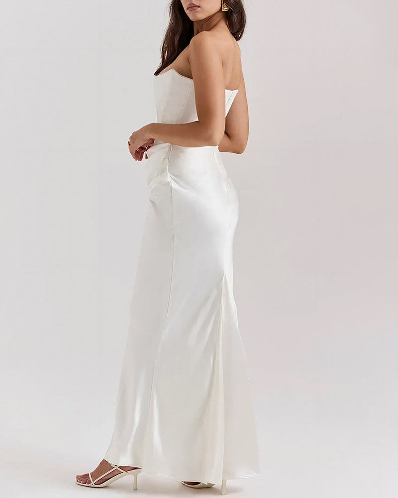 Vyla™ Strapless Corset Ruched Maxi Evening Gown