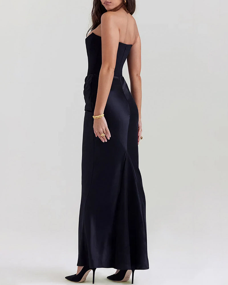 Vyla™ Strapless Corset Ruched Maxi Evening Gown